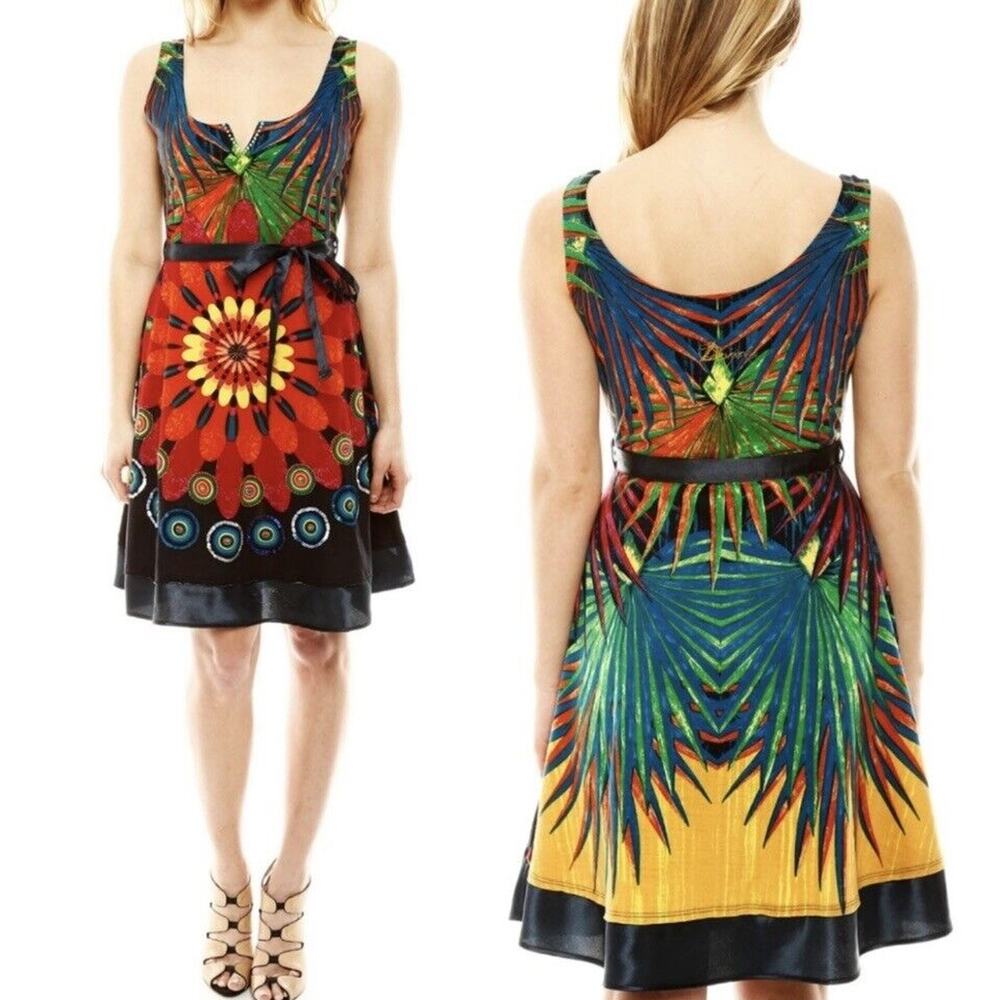 Desigual Tropical Floral Tank Dress Cotton No Belt Size Small